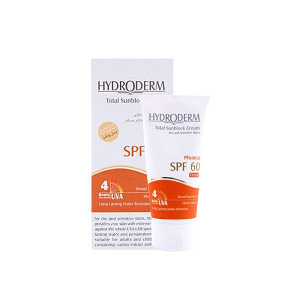 کرم ضد آفتاب SPF60 رنگی هیدرودرم ۵۰ میلی لیتری