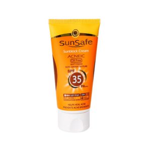 کرم ضد آفتاب SPF35 رنگی فاقد چربی سان سیف پوست چرب و آکنه ای ۵۰ میلی لیتری