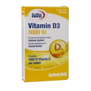 قرص ویتامین D3 1000 واحد یوروویتال 60 عددی